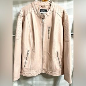 Levi’s Faux Leather Motocross Racer Jacket In Peach Blush